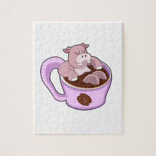 Hippo with Cup of Coffee Jigsaw Puzzle