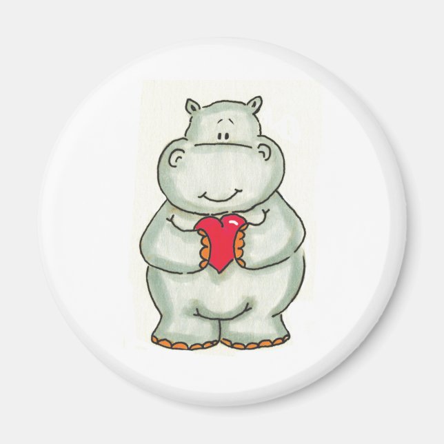 Hippo with Heart Magnet (Front)