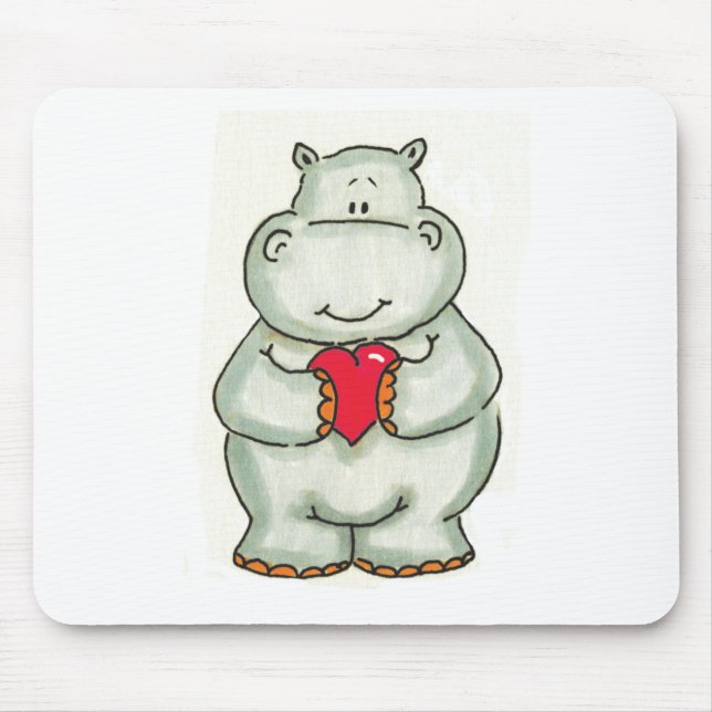 Hippo with Heart Mouse Pad (Front)