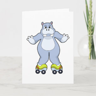 Hippo with Roller skates Card