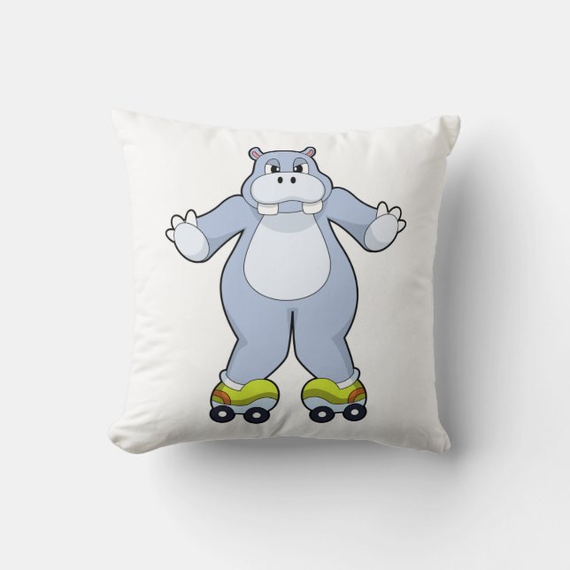 Hippo with Roller skates Cushion (Front)
