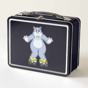 Hippo with Roller skates Metal Lunch Box