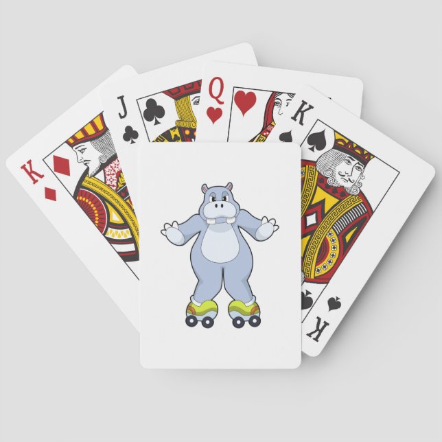 Hippo with Roller skates Playing Cards (Back)