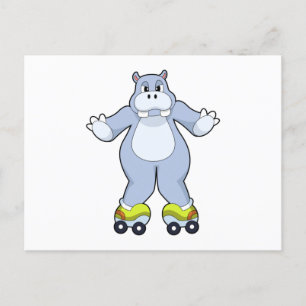 Hippo with Roller skates Postcard