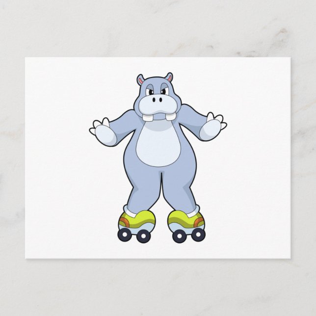 Hippo with Roller skates Postcard (Front)