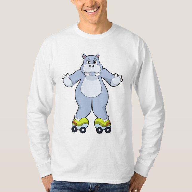 Hippo with Roller skates T-Shirt (Front)