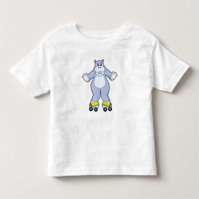Hippo with Roller skates Toddler T-Shirt (Front)