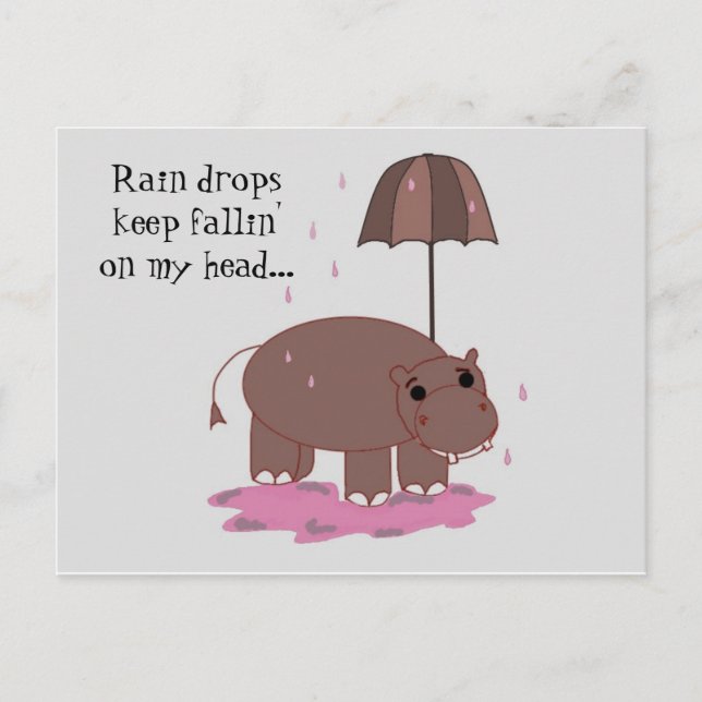 Hippo with Umbrella Postcard (Front)