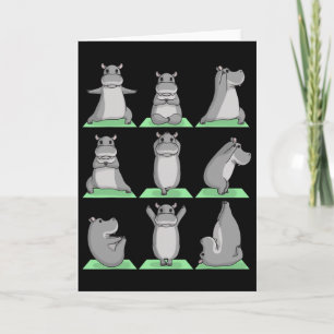 Hippo Yoga Pose Zen Cute Workout Exercise Yogi Hip Card