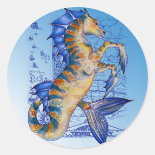 hippocampus classic round sticker
