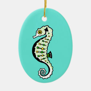 Hippocampus - Cute SEAHORSEl - Ocean green Ceramic Ornament