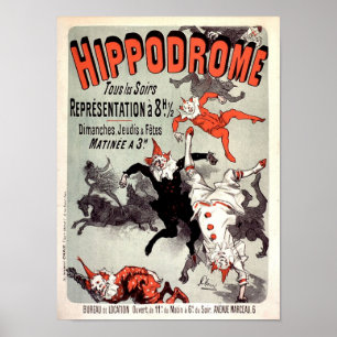 Hippodrome 1885 Circus Fun Vintage French Ad Poster