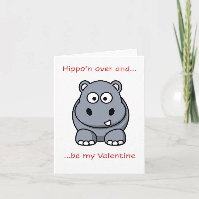 Hippo'n over, Happy Valentine's Day Card (Front)