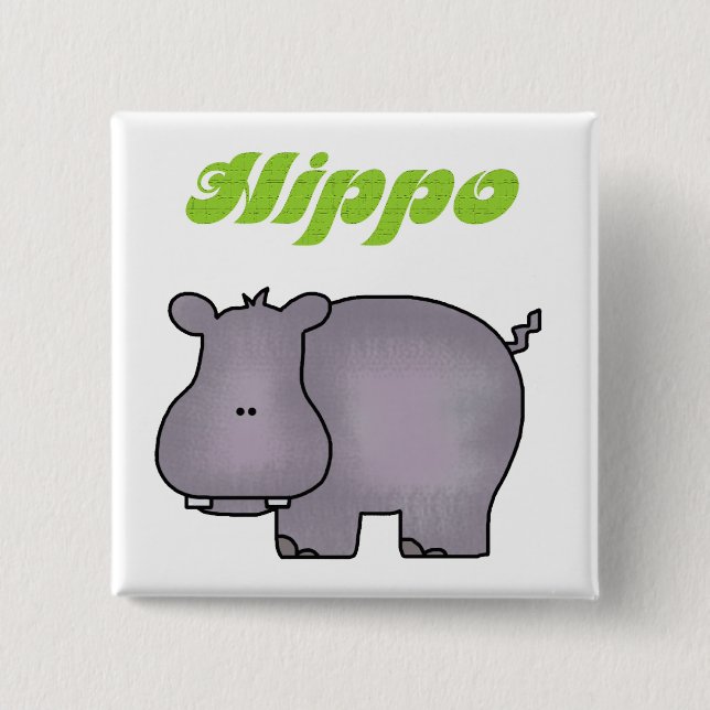 Hippopotamus 15 Cm Square Badge (Front)