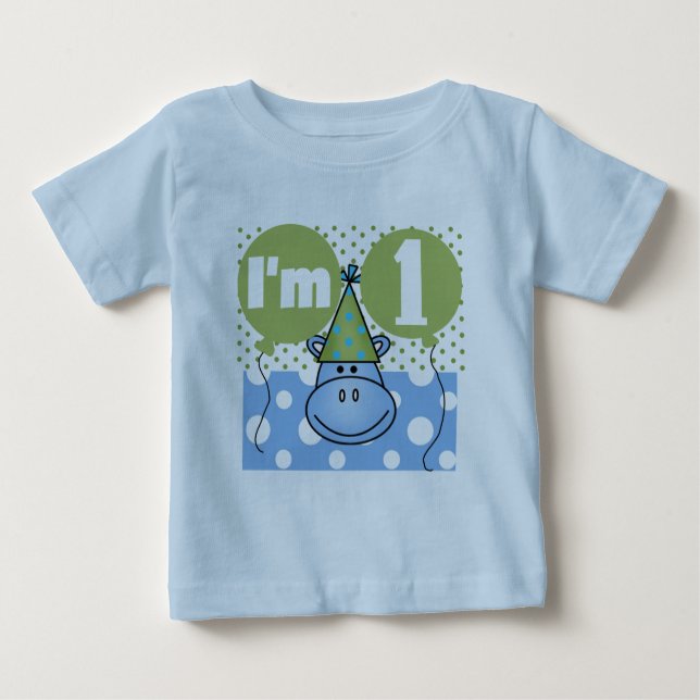 Hippopotamus 1st Birthday Tshirts and Gifts (Front)