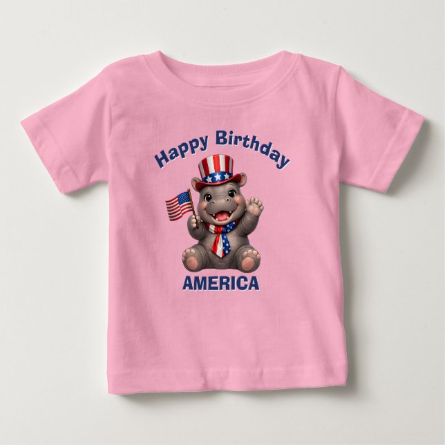 Hippopotamus (5e) Patriotic Kid T-Shirt (Front)
