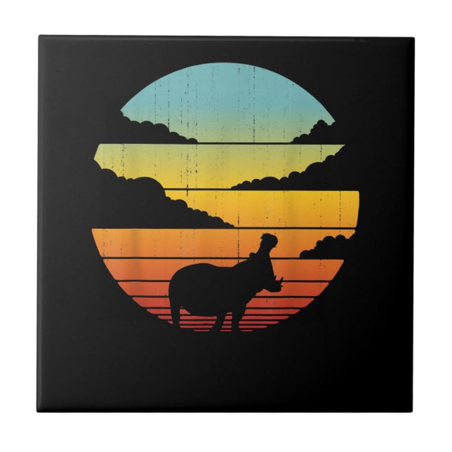 Hippopotamus 60s 70s Hippo |  Hippo Lover Ceramic Tile (Front)