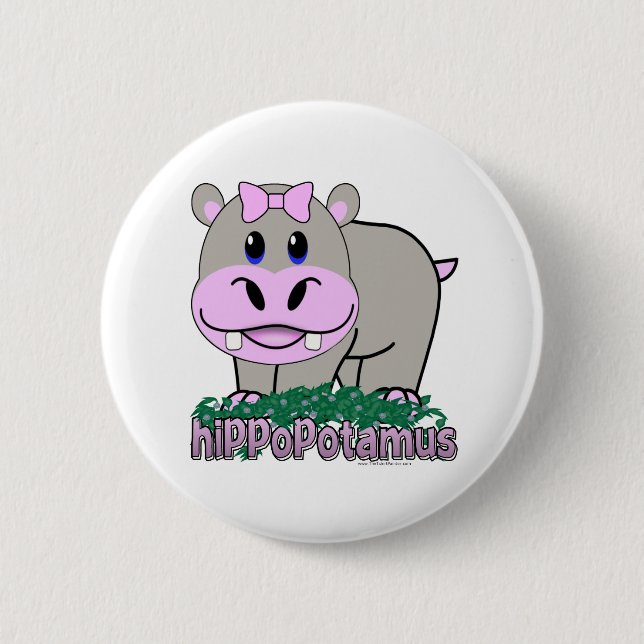 Hippopotamus 6 Cm Round Badge (Front)