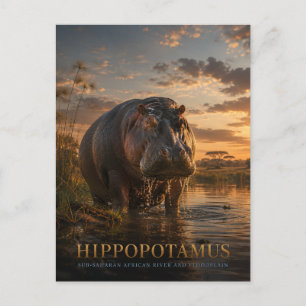 Hippopotamus African River ANIMALS Postcard