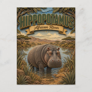 Hippopotamus African River POPCUT Postcard
