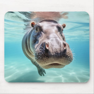 Hippopotamus Animal Fun Nature Playing Mouse Pad