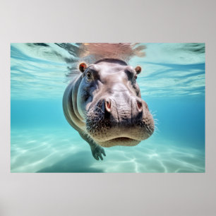 Hippopotamus Animal Fun Nature Playing  Poster