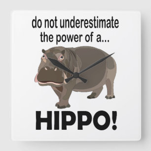Hippopotamus Animal Funny Hippo Square Wall Clock