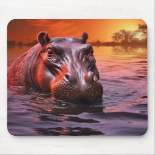 Hippopotamus Animal Wildlife Wilderness Colourful Mouse Pad