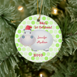 Hippopotamus Babys First Christmas Ornament