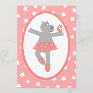 Hippopotamus Ballerina Ballet Birthday Party Invitation