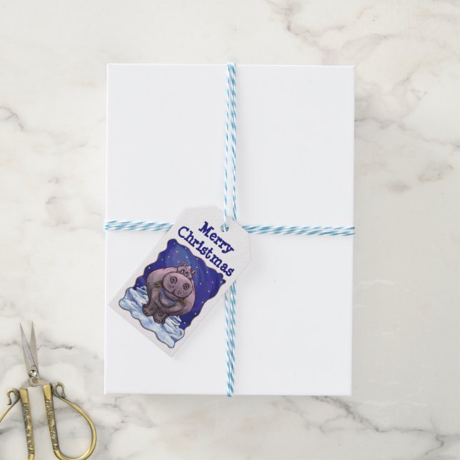 Hippopotamus Christmas Gift Tags (With Twine)