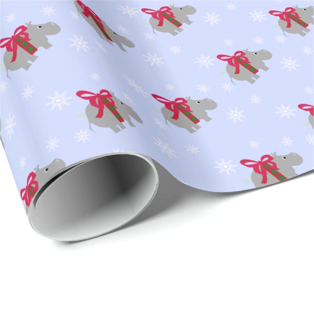 Hippopotamus Christmas Gift Wrap Wrapping Paper (Roll Corner)