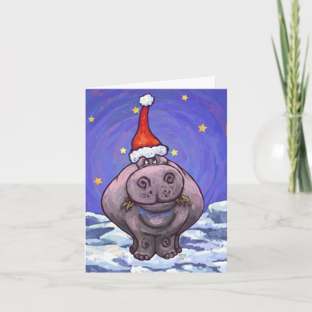 Hippopotamus Christmas Holiday Card (Front)