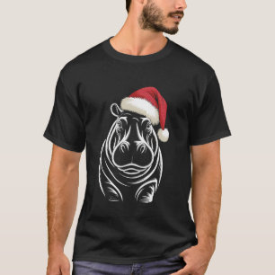 Hippopotamus Christmas Santa Hat Pajama Funny Hipp T-Shirt