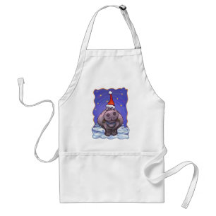Hippopotamus Christmas Standard Apron