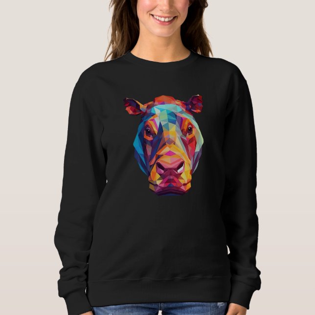 Hippopotamus Cute Hippo Geometric Zoo Animal 1 Sweatshirt (Front)