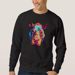 Hippopotamus Cute Hippo Geometric Zoo Animal 1 Sweatshirt