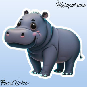 Hippopotamus, cute jungle safari wildlife animal