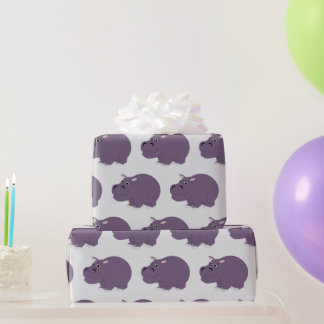 Hippopotamus Design Any Colour Background Wrapping Paper