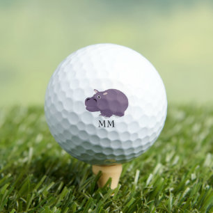 Hippopotamus Design Monogrammed Golf Balls