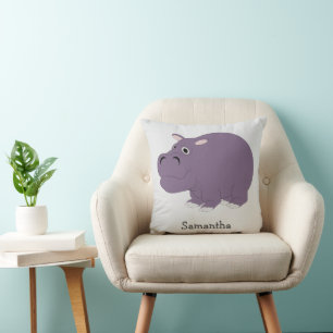 Hippopotamus Design Personalised Cushion