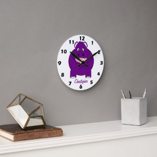 Hippopotamus Design Personalised Round Clock