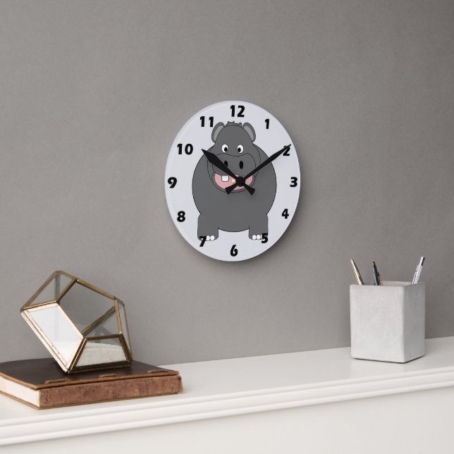 Hippopotamus Design Round Clock (Office)