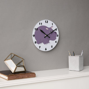 Hippopotamus Design Round Clock