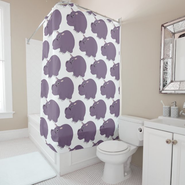 Hippopotamus Design Shower Curtain (In Situ)