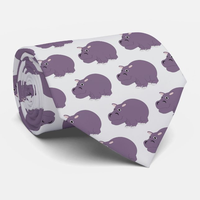 Hippopotamus Design Tie (Rolled)