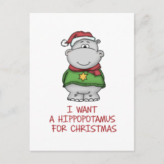 Hippopotamus for Christmas - Cute Hippo Design Holiday Postcard