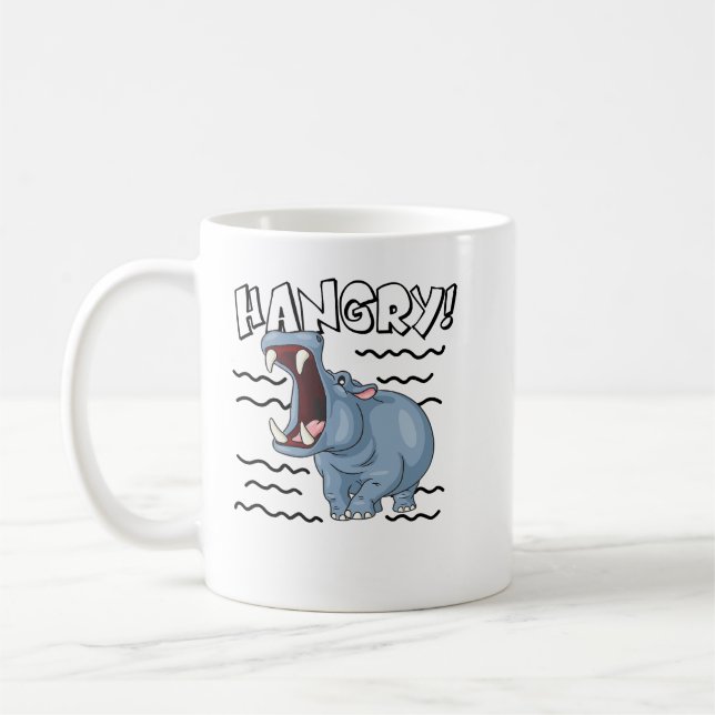 Hippopotamus Funny Hippopotamus Hangry Cute Hippo  Coffee Mug (Left)