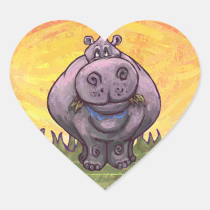 Hippopotamus Gifts & Accessories Heart Sticker