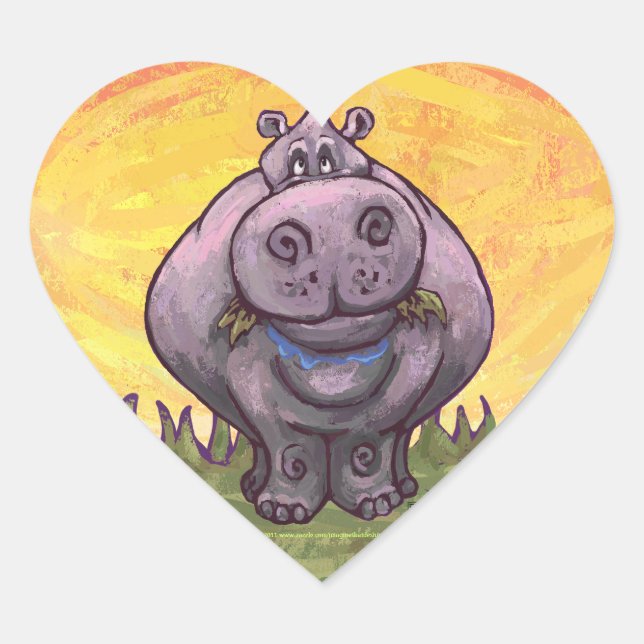 Hippopotamus Gifts & Accessories Heart Sticker (Front)